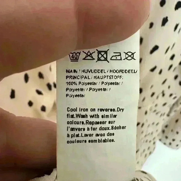 RIVER ISLAND Cream & Black Spotted Peplum Top Size 16 UK (Large US) - Picture 8 of 11